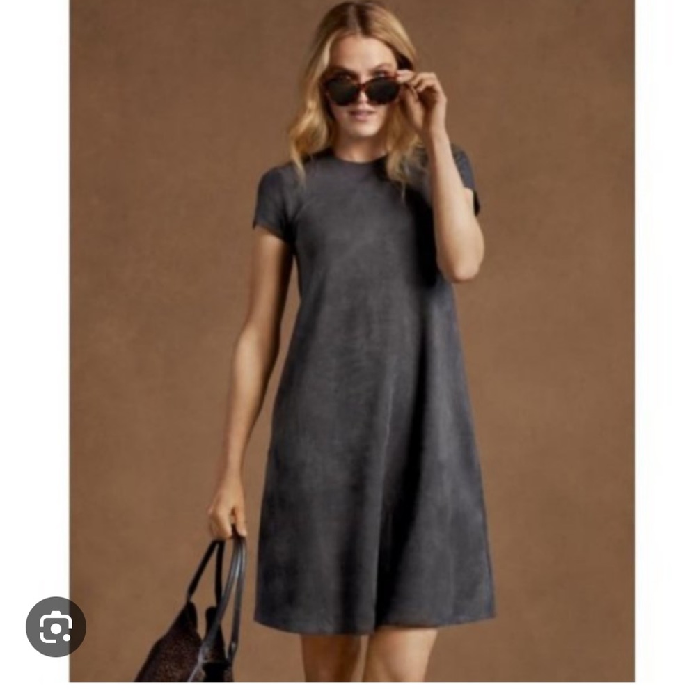J. McLaughlin Charcoal Gray Short Sleeve A-Line Dress